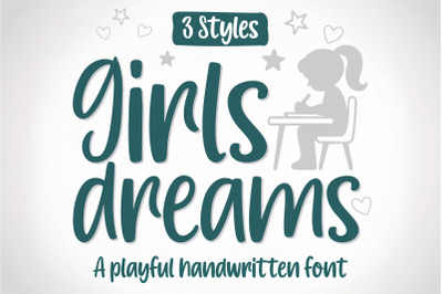 Girls Dreams Font Family, Cute Handwritten Font Bundle