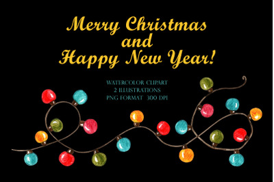 Retro Christmas garland illustrations.