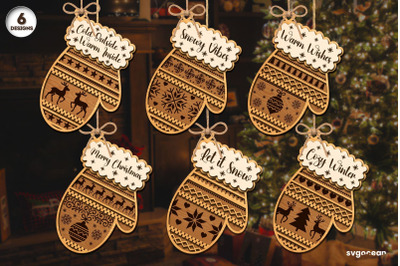 Christmas Mitten Ornaments SVG Bundle