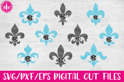 Monogram Fleur de Lis - SVG, DXF, EPS Cut Files
