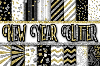 New Year Glitter Digital Paper