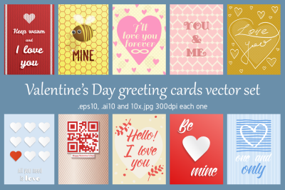 Greetings cards for Valentine&#039;s day, vector collection