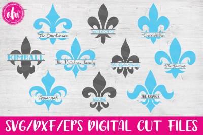 Split Fleur de Lis - SVG, DXF, EPS Cut Files