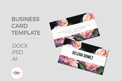 Elegant floral business card template 