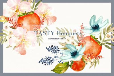 Tasty bouquets. watercolor clipart