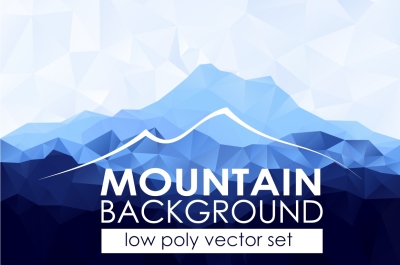 Mountains low poly vector background.