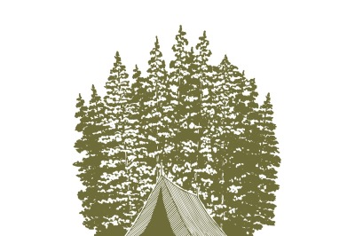 Woodcut Camping Graphic