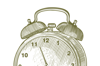 Woodcut Clock Illustration