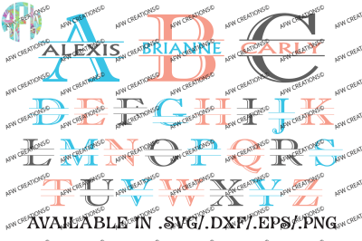 Split Letters - SVG, DXF, EPS Digital Cut Files