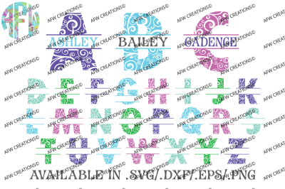 Split Swirl Ornament Letters - SVG, DXF, EPS Digital Cut Files