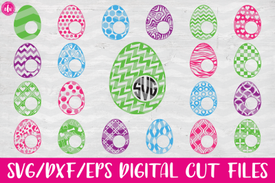 40 Patterned Monogram Eggs Bundle - SVG&2C; DXF&2C; EPS Cut Files