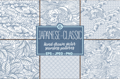 Japanese seamless patterns set
