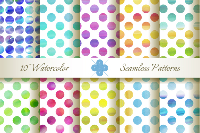 Seamless Watercolor Dotted Patterns