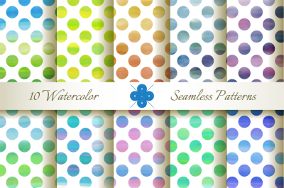 Seamless Watercolor Dotted Patterns #2