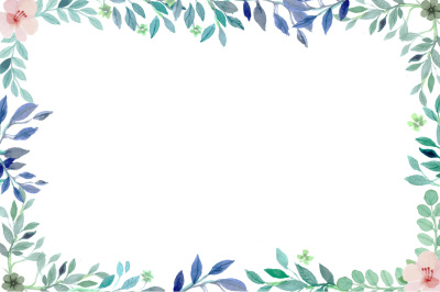 watercolor floral leaves frame