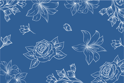 lineart floral pattern