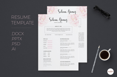 Elegant floral CV and Cover Letter template