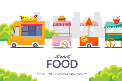 Street Food Truck, Carts and Icons