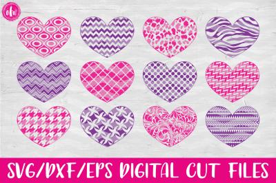 Pattern Hearts - SVG, DXF, EPS Cut Files
