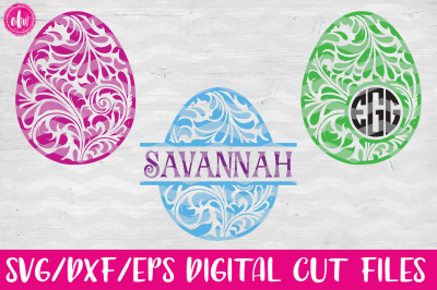 Flourish Patterned Easter Eggs - SVG&2C; DXF&2C; EPS Cut Files