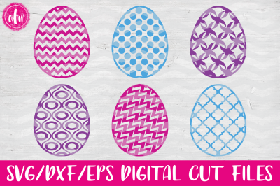 Patterned Easter Eggs Set &23;1 - SVG&2C; DXF&2C; EPS Cut Files