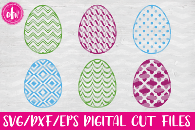 Patterned Easter Eggs Set #2 - SVG, DXF, EPS Cut Files