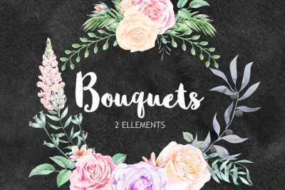 Floral bouquets - Watercolor clipart