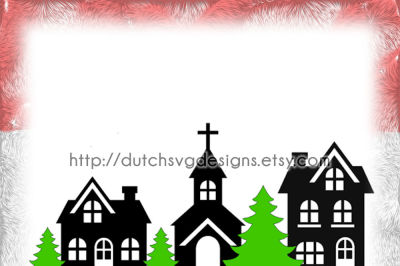 Cutting file houses, church and christmas tree, in Jpg Png SVG EPS DXF, for Cricut & Silhouette, scrapbook, card, diy, paper hobby