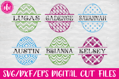 Split Patterned Easter Eggs Set #2 - SVG, DXF, EPS Cut Files