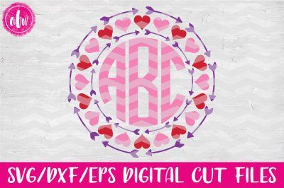 Valentine Monogram Frame - SVG, DXF, EPS Digital Cut Files