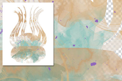 watercolor silhouettes: Jellyfish Pegantha pantheon Medusa
