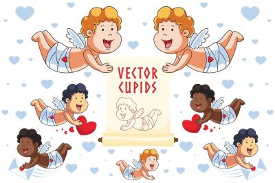 Cartoon Vector Cupid Characters