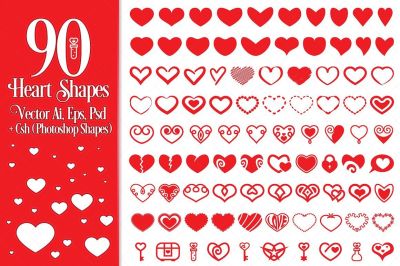 90 Vector Heart Shapes