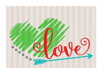 Love Arrow Scribble Heart Cutting/ Printing Files