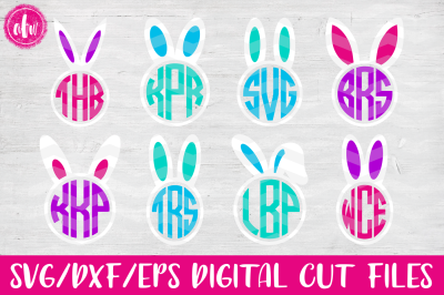 Bunny Monogram Frames - SVG, DXF, EPS Cut Files