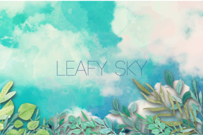 watercolor leafy sky