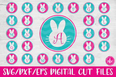 Bunny Monogram Initials Bundle - SVG, DXF, EPS Cut Files