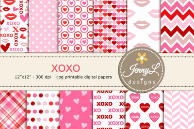 Valentine XOXO Digital Papers