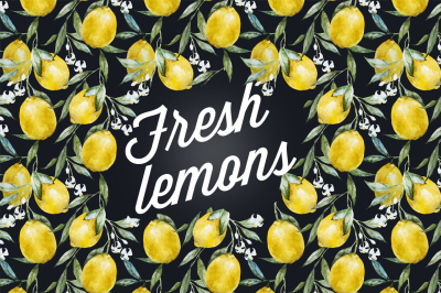 Watercolor lemons & patterns (VECTOR)