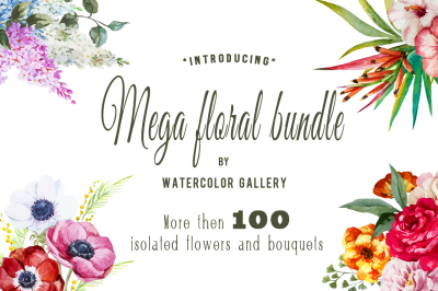 Watercolor floral bundle (VECTOR)