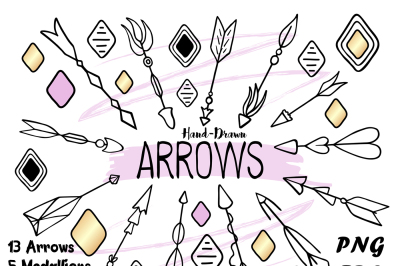 Tribal Arrows Clipart. Boho Print. Seamless Patterns