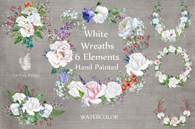 Watercolor Roses Wreaths Clip art