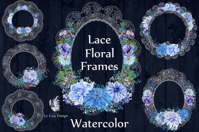 White lace floral frames clipart