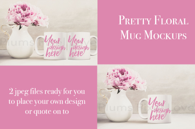 2 Pretty floral styled mug mockups