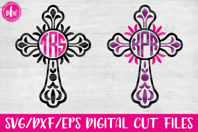 Monogram Crosses - SVG, DXF, EPS Cut Files