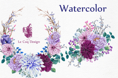 Watercolor Wreaths Clipart