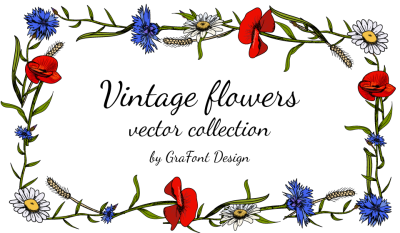 Vintage flowers vector collection