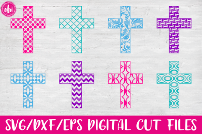 Patterned Crosses - SVG, DXF, EPS Cut Files