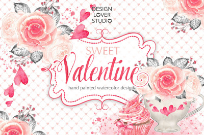 Watercolor Sweet Valentine design