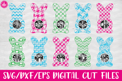Monogram Pattern Bunny - SVG, DXF, EPS Cut Files